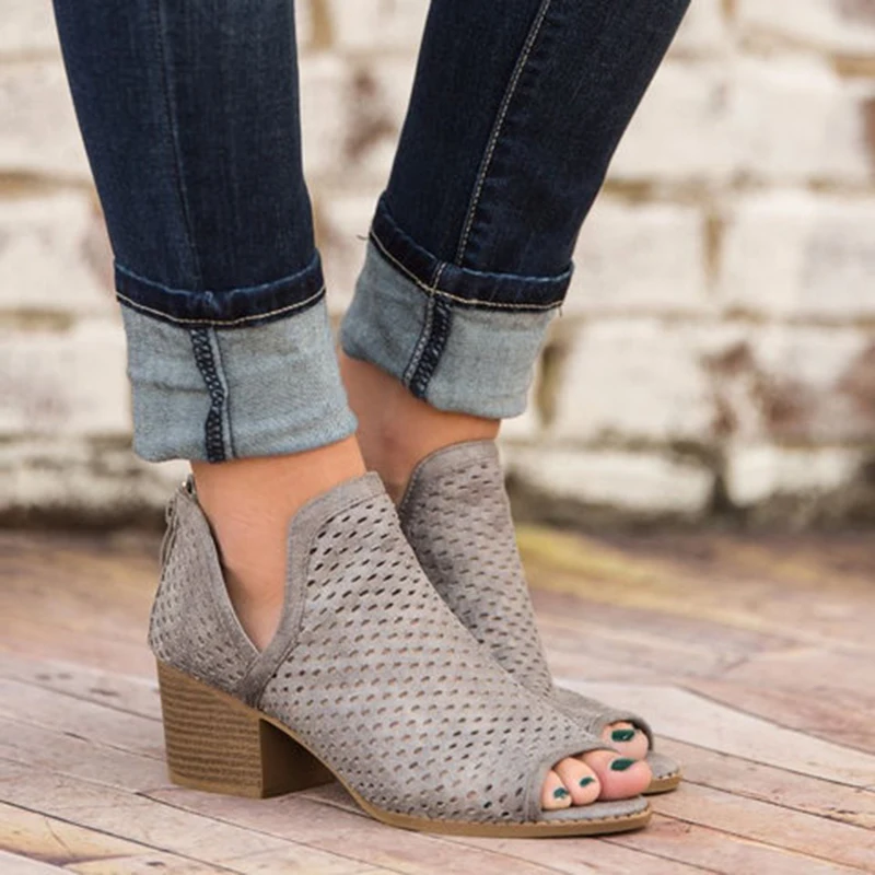 

2019 Summer Sandals Women High Heels Hollow Fish Mouth Wedge Sandals Casual Shoes Women Plus Size Open Toe Ladies Sandals