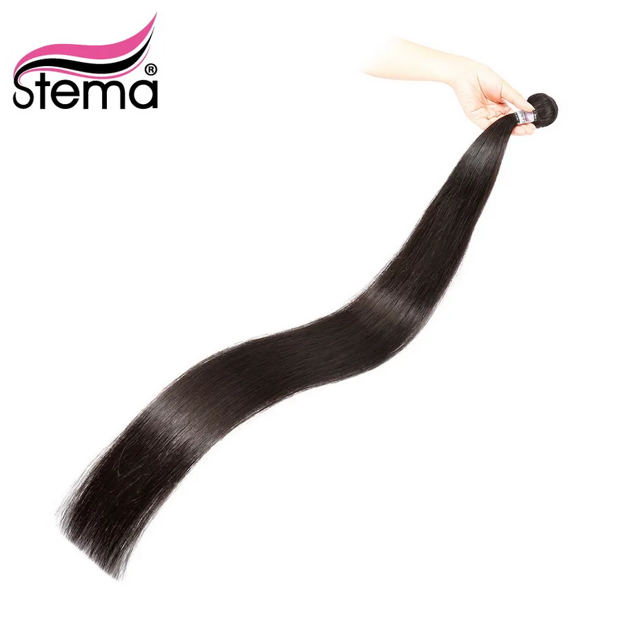 Stema прямые бразильские натуральные волосы для наращивания, 1 пучок, 32, 34, 36, 38 дюймов, длинные волосы, натуральный цвет, человеческие волосы