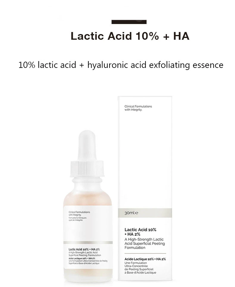 Обычные Latic кислота 10% + HA-кислота уход за кожей лица Сыворотки Гиалуроновая