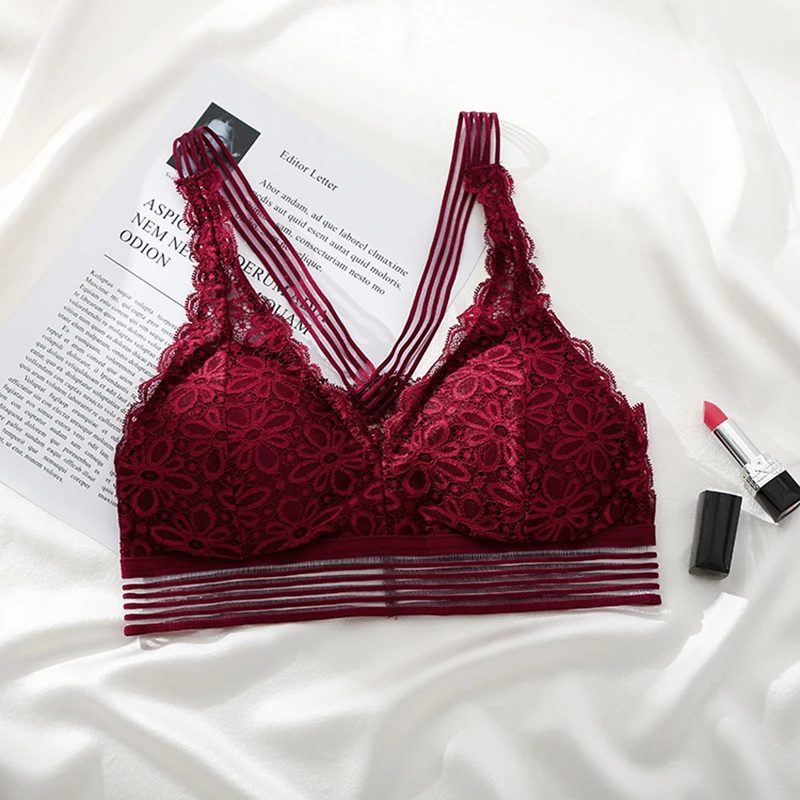 Черный белый бюстгальтер для женщин большого размера цветочный кружевной