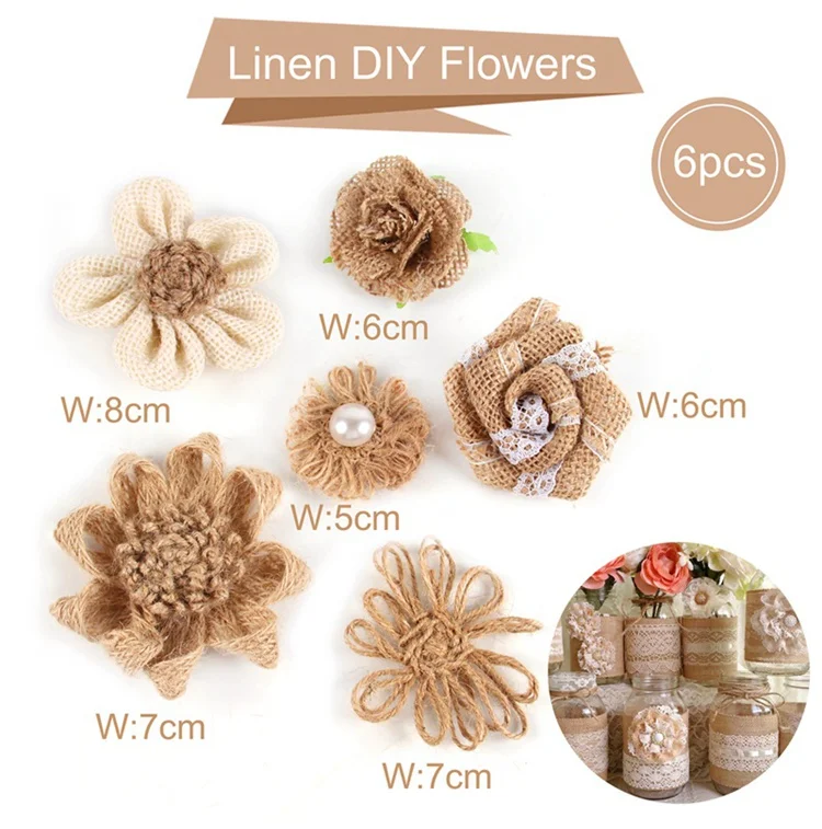 diy flowers style 4 QIFU 2/5M из натурального джута ленты в декорированном мешковиной горшке джутовое кружево декорированном мешковиной горшке ленты из натурального джута Свадебные украшения рустикальная Свадьба Центральные рустикальная свадьба - Цвет: diy flowers style 4