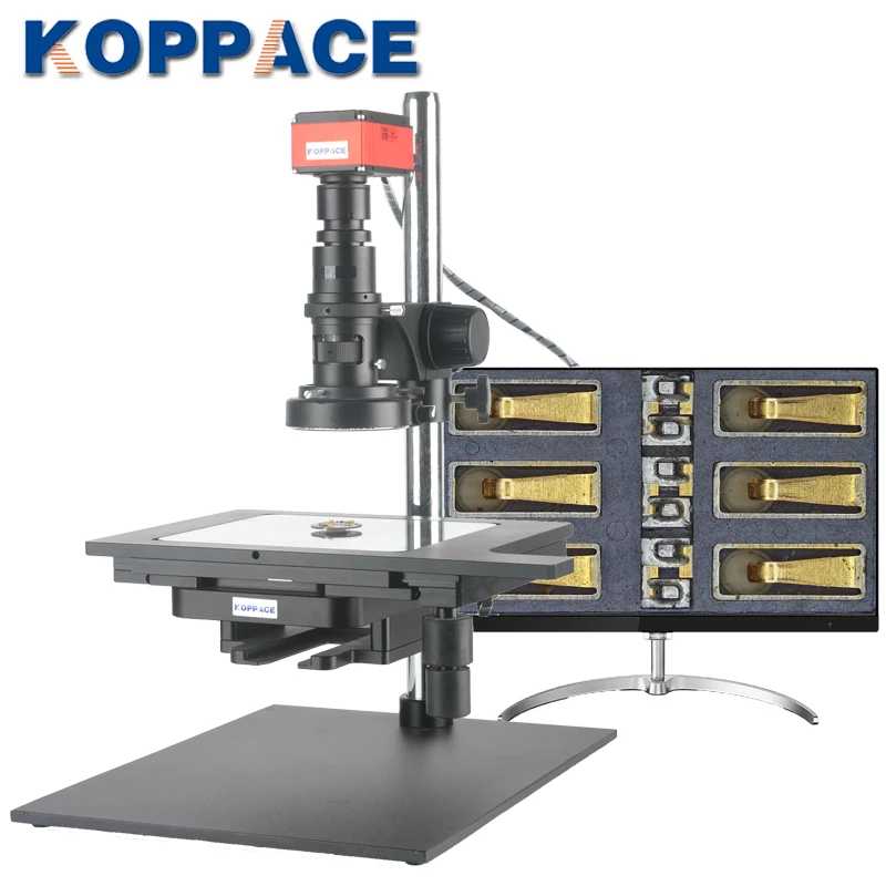 

KOPPACE 20X-200X Electron Microscope 4K HD Camera Take Pictures and Measure Continuous Zoom Lens 6 Inch Mobile Platform