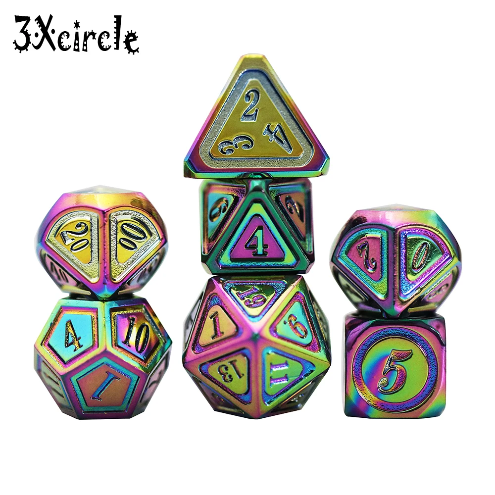 Набор Металлических Кубиков 7 шт многогранный кубик для настольных игр занятий