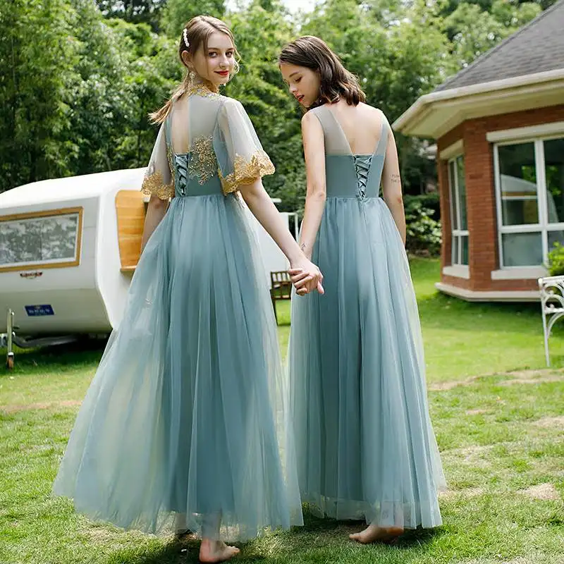 

Women's formal prom evening dress O neck lace embroidery tulle wedding party dress Plus size Ceremony Bespoke Occasion Dress