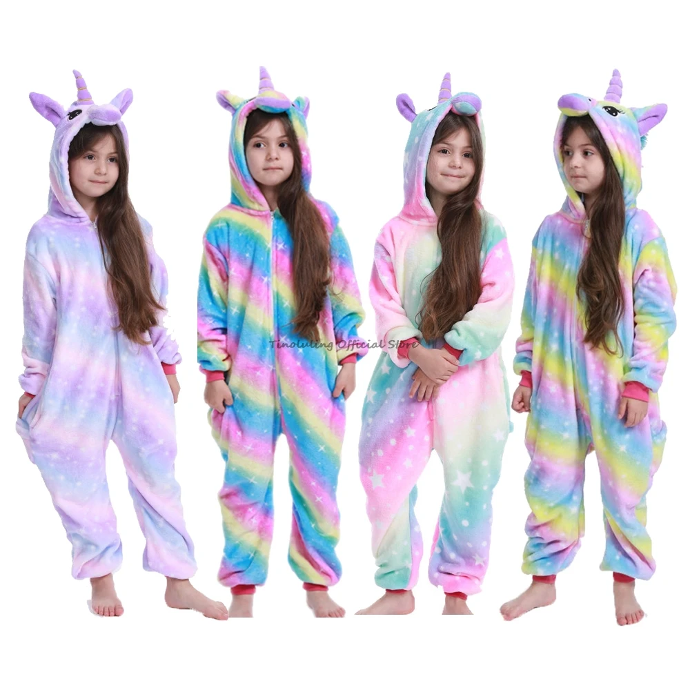 Детская Пижама для мальчиков пижамы девочек Единорог кигуруми детские