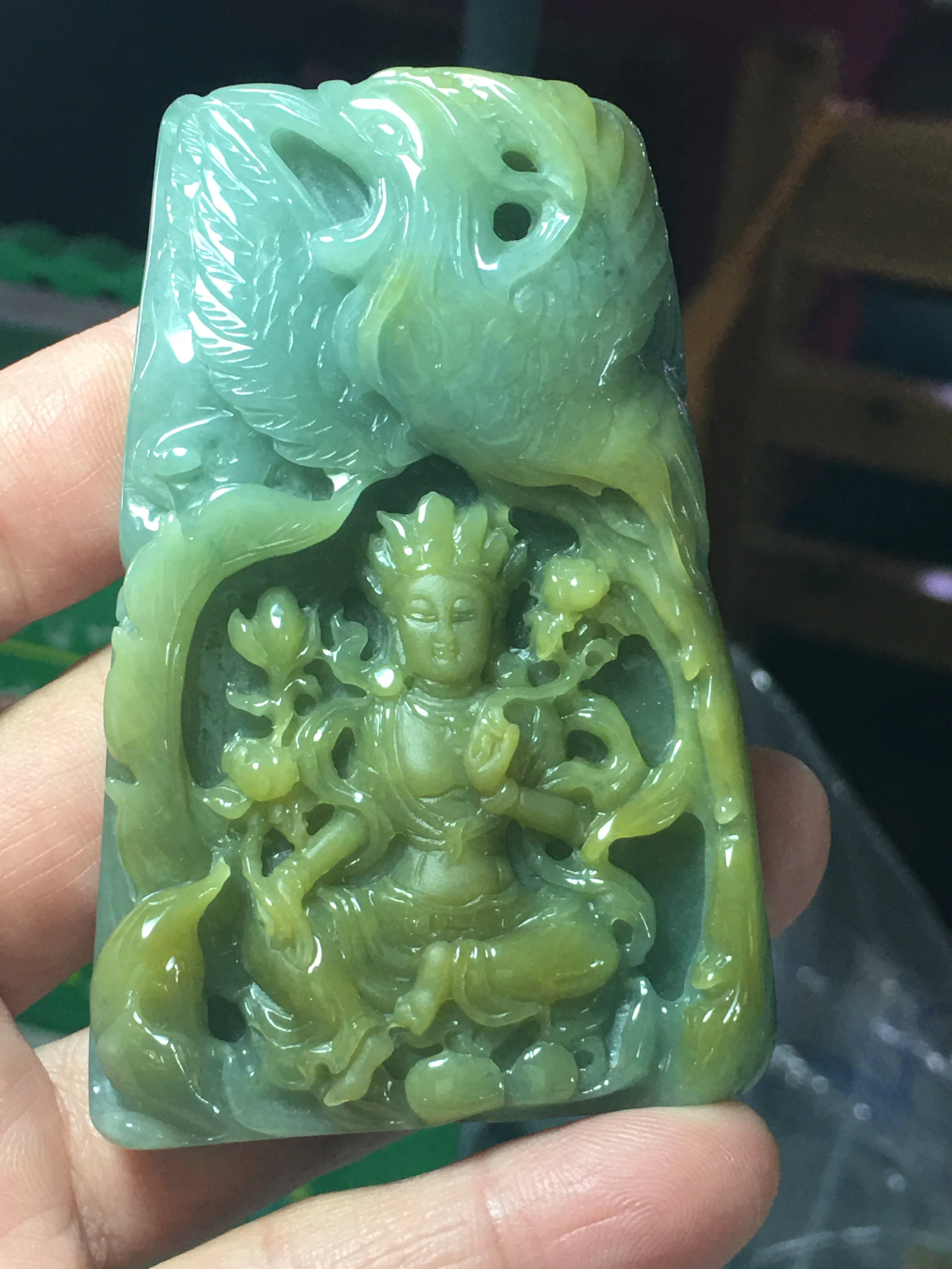 

Natural Myanmar jade A HandCarved jade Buddha dragon jadeite yellow jade pendant jade necklace jewelry necklaces men woman