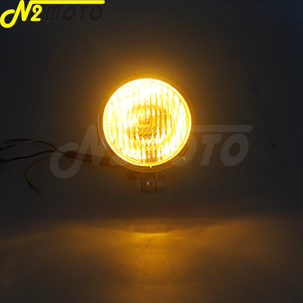 H4 12V мотоциклетные хромированные винтажные янтарные фары для Honda Yamaha Suzuki Kawasaki Chopper