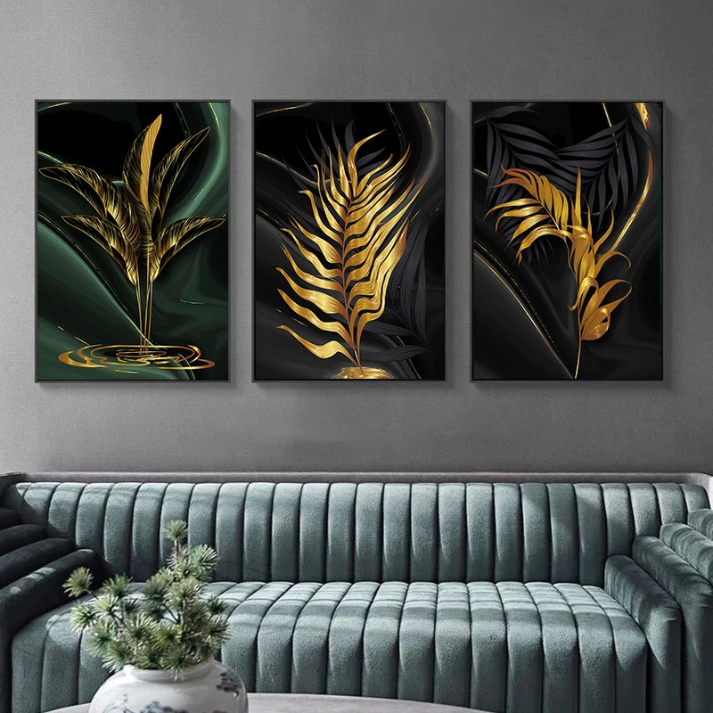 

Nordic Style Landscape Picture Print Golden Leaf Picture Canvas Painting Poster Modern Wall Art Picture in livingroom Decor Home