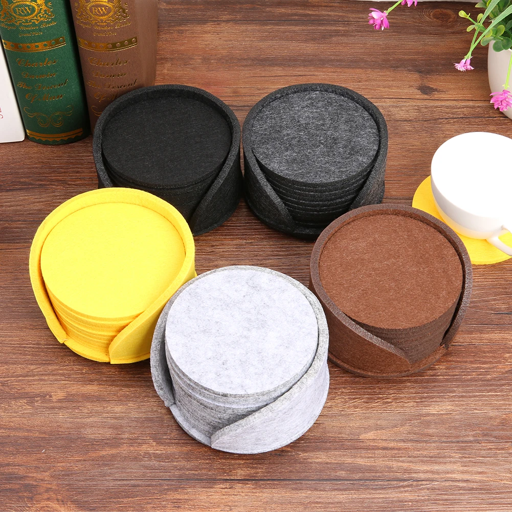 

10pcs Cup Mat Pads Coaster Felt Table Placemat Kitchen Coffee Insulated Mats Soft Heat Insulated Non Slip Pad