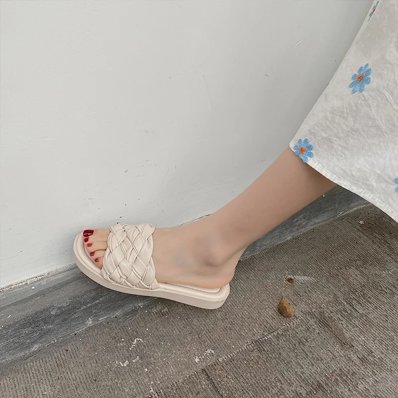 

Low Slippers Casual Female Shoes Slides Butterfly-Knot Summer Clogs Woman Luxury 2021 Flat Beach PU Rubber Basic Butterfly-knot