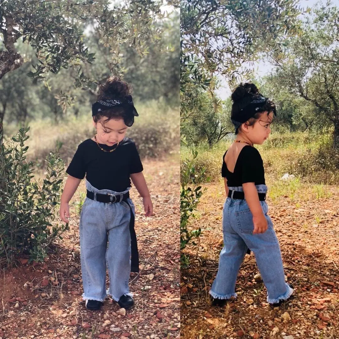 Brand New 2PCS Toddler Kid Baby Girl T-shirt Tops+Denim Pants High Waist Jeans Clothes Outfits Fashion Clothing Set | Детская одежда и