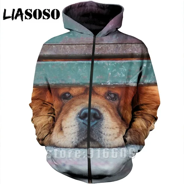 

Винтажная толстовка с 3D-принтом для мужчин и женщин, уличная одежда в стиле Харадзюку с изображением собаки, свитшот на молнии с длинным рук...
