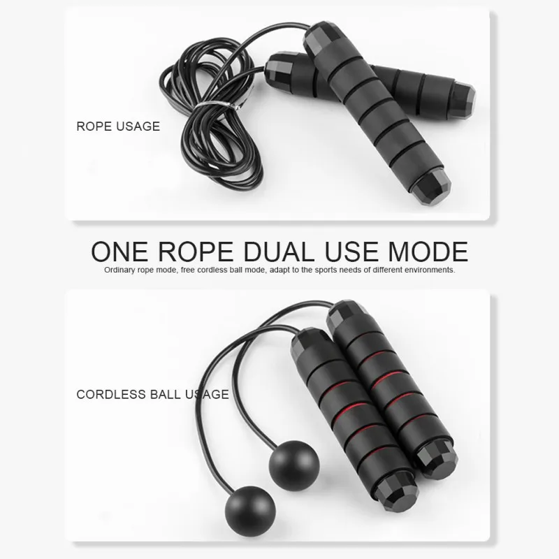 

Fitness Bearing Skipping Rope Steel Wire Jump Rope Tangle-Free Rapid Speed Jumping Rope Cable with Ball Slim Body Home Exercise