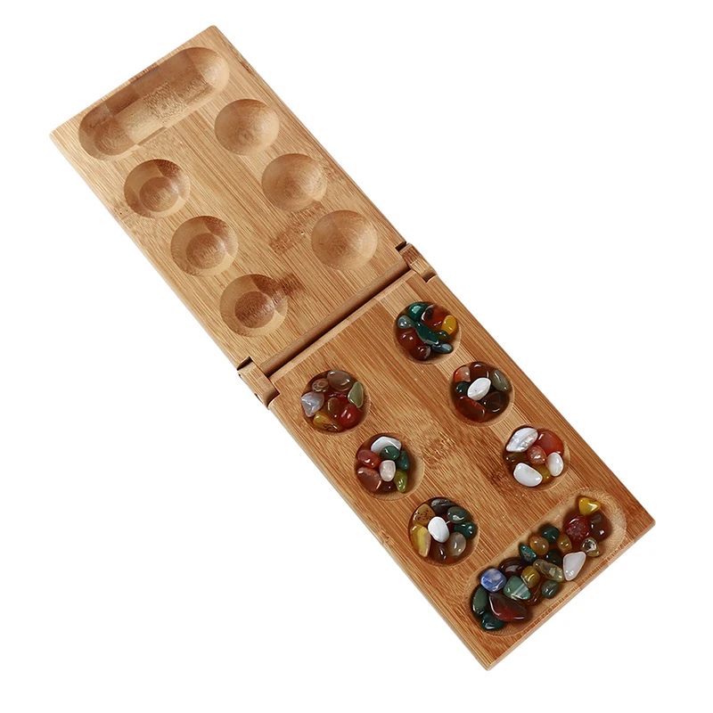

Children's Educational Toys Board Game Folding Bamboo Board Natural Agate Stone Travel Game For Children Board Strategy Game