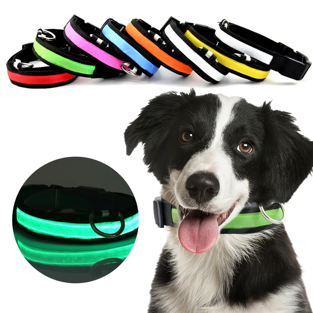 

Led Light Pet Collar Glow In Dark Dog Collars Adjustable Puppy Cat Neck Strap Reflective Pet Necklace Neck Belt Flashing Collar