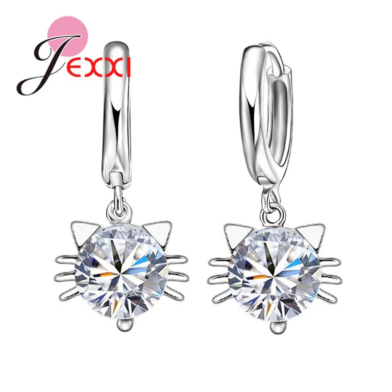 Женские серьги-кольца из серебра 925 пробы с фианитом | Украшения и аксессуары