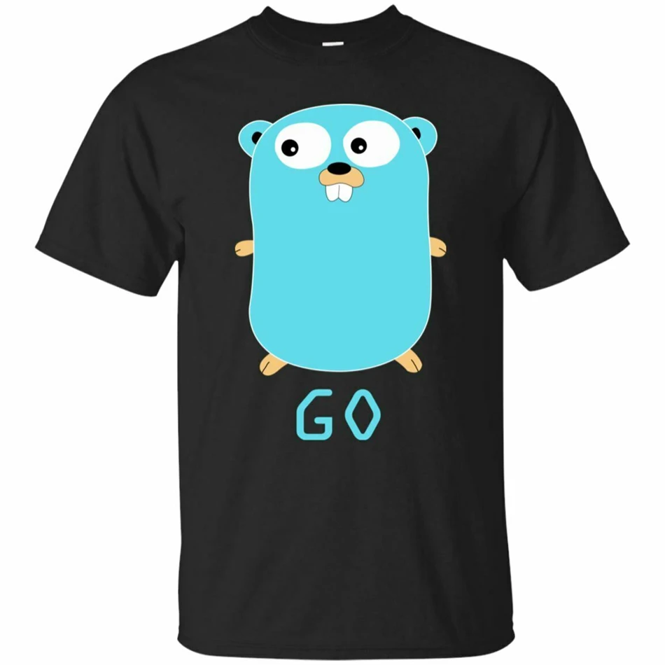 Мягкий стиль Go Golang синий логотип талисман гофера черная футболка для мужчин S 3Xl