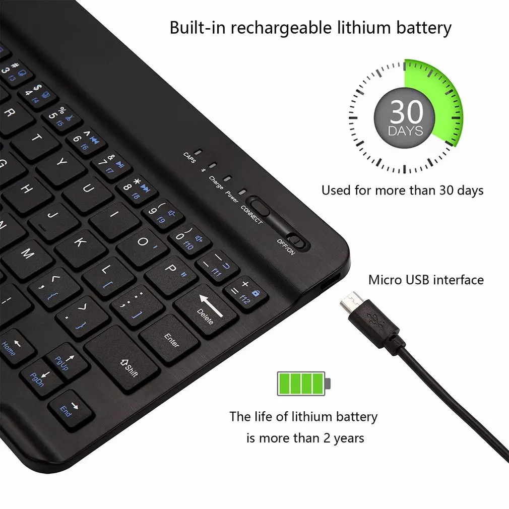 Bluetooth-compatible Keyboard Wireless Mini for PC Phone iPad Rechargeable Noiseless Keyboards 10 Inches | Компьютеры и офис
