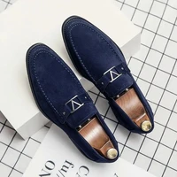 mens shoes fashion solid color imitation faux suede metal comfortable casual british style business all match loafers 3kc351