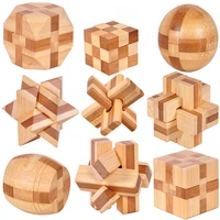 kids adults 3d wooden kong ming lock assembling cube early educational toy iq brain teaser intelligence unlock game toys