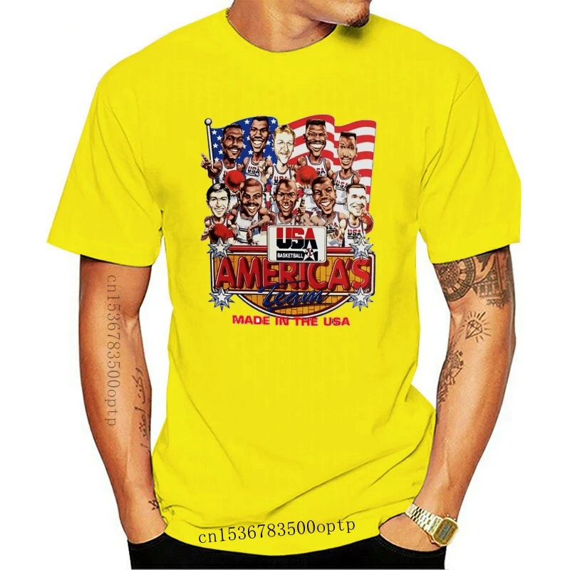 

New Usa Basketballer 1992 Dream Team Caricature T Shirt 2021 Short Sleeve Round Collar Mens T Shirts Fashion Top Tees