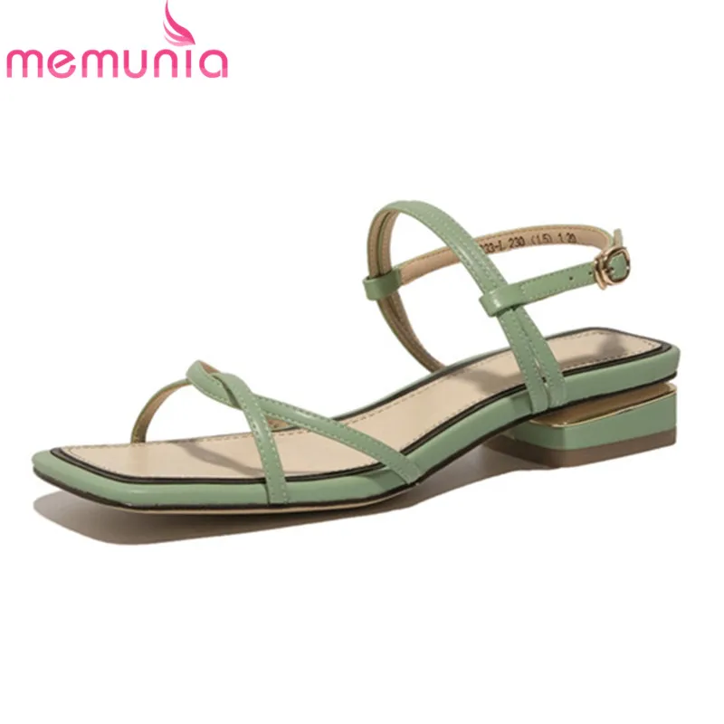 

MEMUNIA 2020 new arrive women sandals buckle comfortable low heel casual shoes simple summer genuine leather sandals ladies