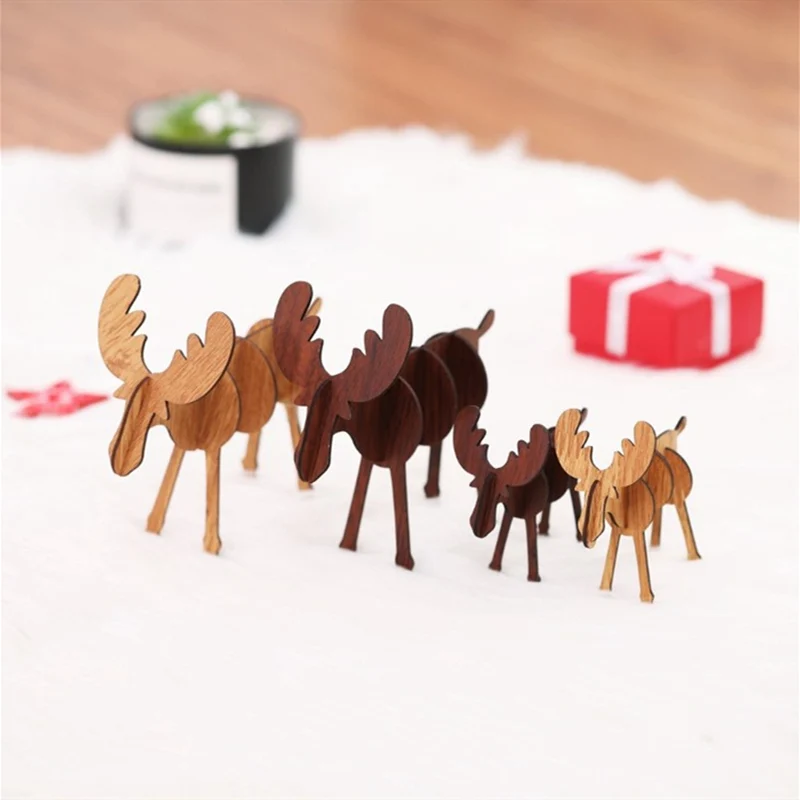 Malls Ornaments DIY Wooden Pendant Latest Table Tree Toy Festive Party Shopping New Year Elk Bars Deer Children Decorations | Дом и сад