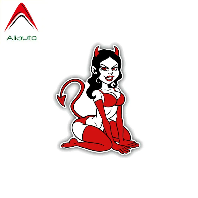 

Aliauto Lovely Funny Car Sticker Woman Devil Sexy PVC Waterproof Sunscreen Anti-UV Decal Accessories,10cm*13cm