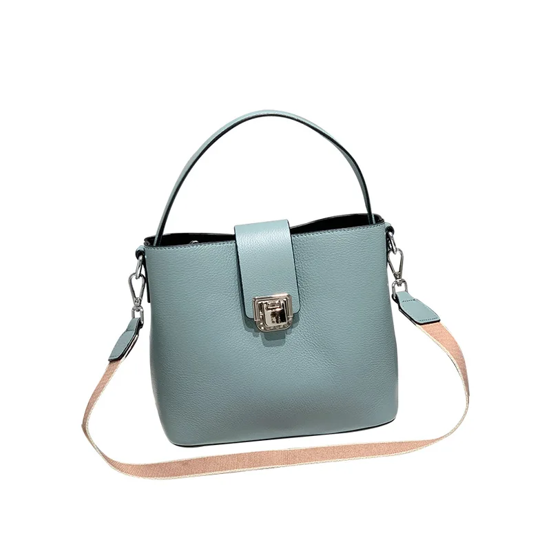 

Bags of Women 2021 New Leather Handbags Large Capacity Bucket Bag Fashion Cowhide Portable Messenger Bag Ladies Shoulder Bag