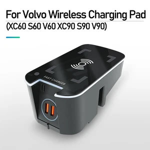 15w car wireless charging board for volvo xc60 s60 v60 xc90 s90 v90 2015 2020 cigarette lighter mobile phone fast charger 12v free global shipping