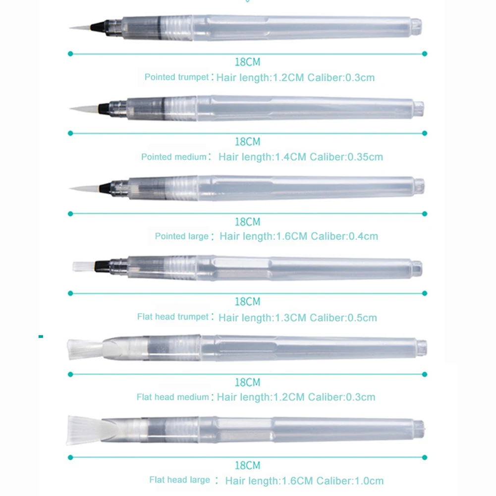 

6Pcs Color Marker Pens Refillable Markers Paint Brush Barrel Watercolor Brush Soft Calligraphy Sketch Pen for Painting Drawing