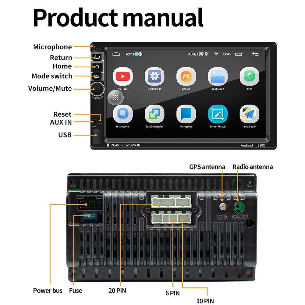 

VODOOL 2 din car radio 7" HD Player MP5 Touch Screen Bluetooth Multimedia USB Bluetooth GPS Navigation USB AUX Auto Stereo