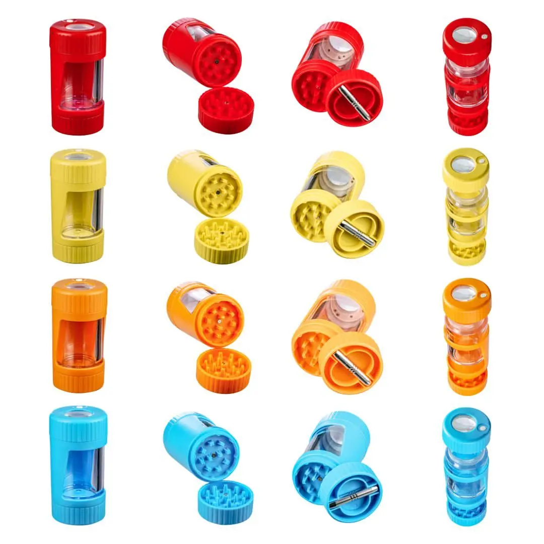 

LED Smell Proof Stash Jar with Grinder & One hitter