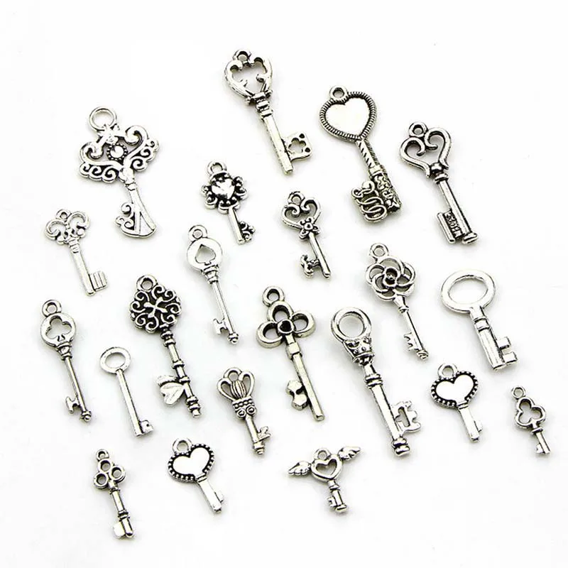 50 шт ручной работы микс античный посеребренный замок для ключей Любовь Шарм