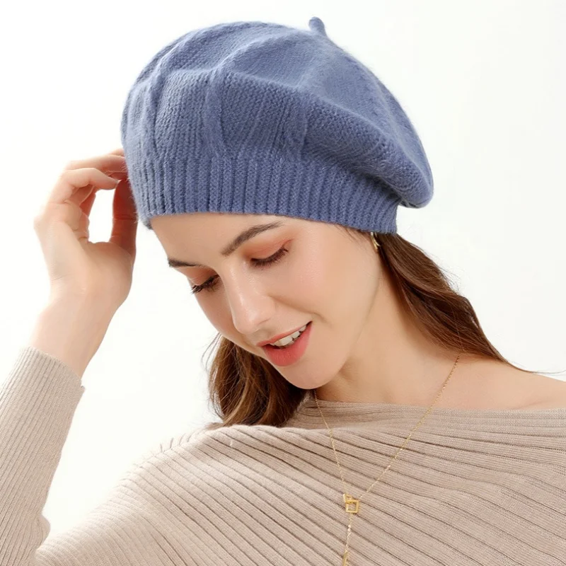 

шапка Autumn Winter Retro Elegant Windproof Beanie Cap Classic Kintted Warm Berets Hat For Lady
