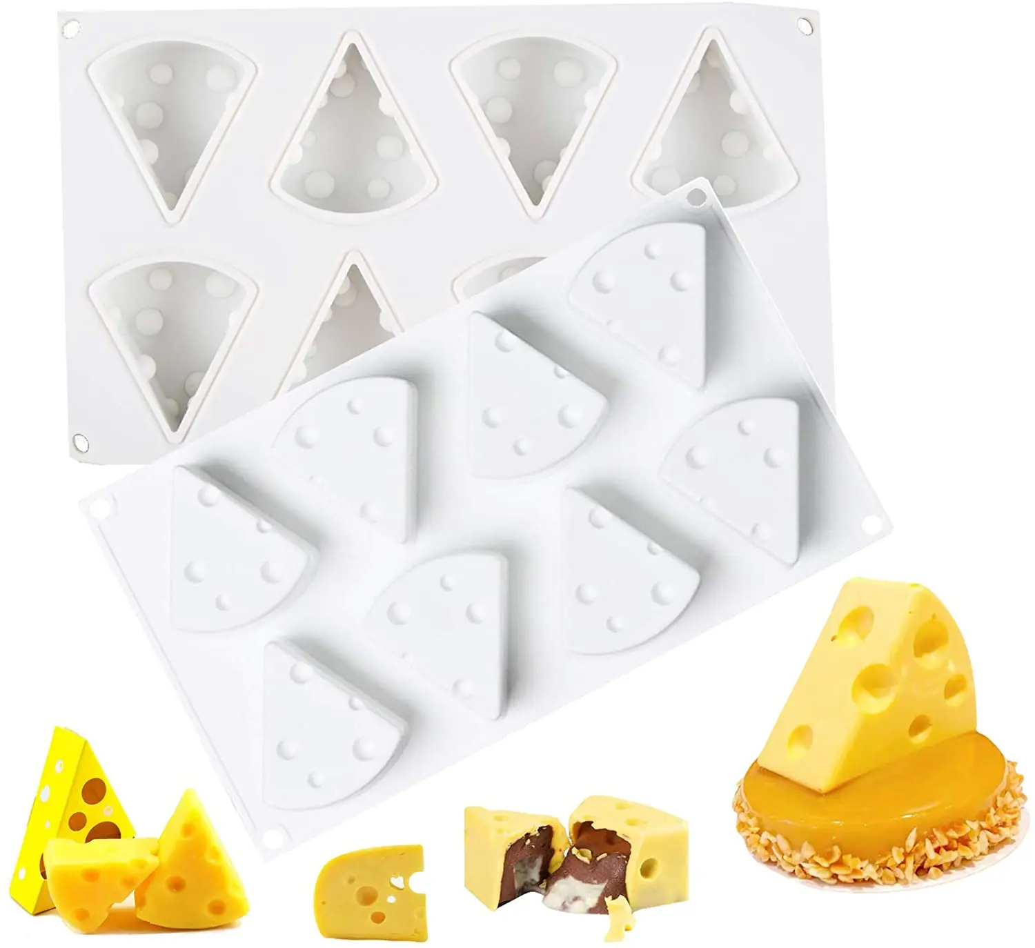 

Silicone Mousse Cake Molds 3D Bakeware DIY Mould, 8 Holes Large Cheeses Chocolate Fondant Pastry Baking Decorating Tools