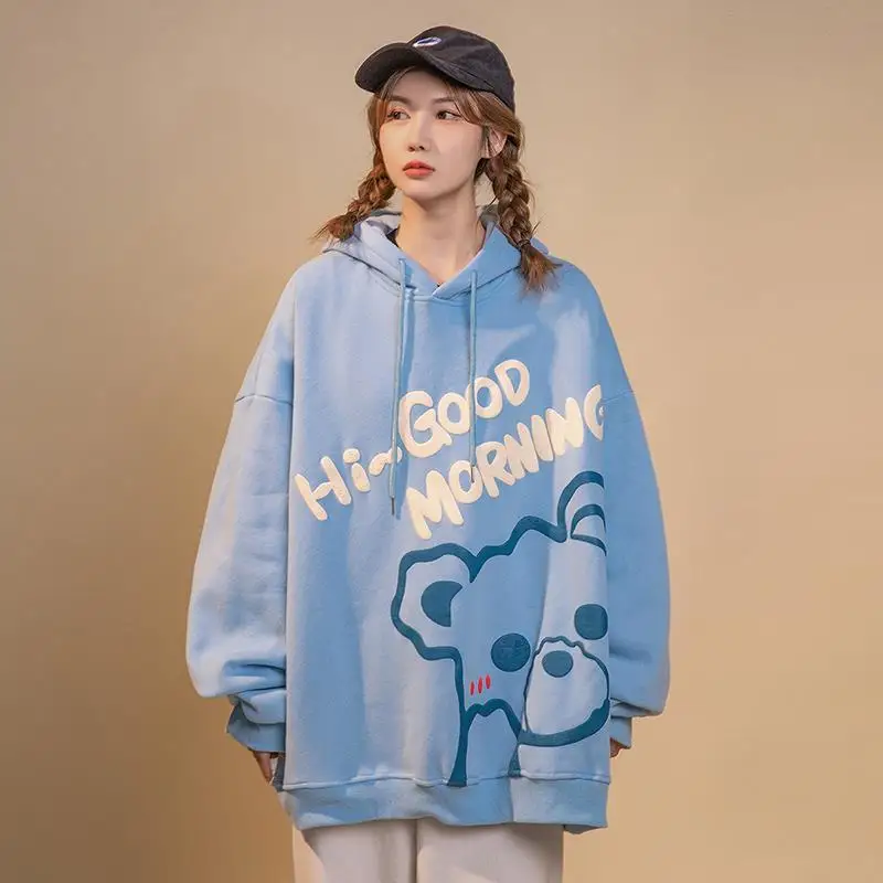 

Y2k Kawaii мультфильм печати Толстовка Harajuku оверсайз с длинным рукавом Свитшот корейская мода женская зимняя одежда 2021