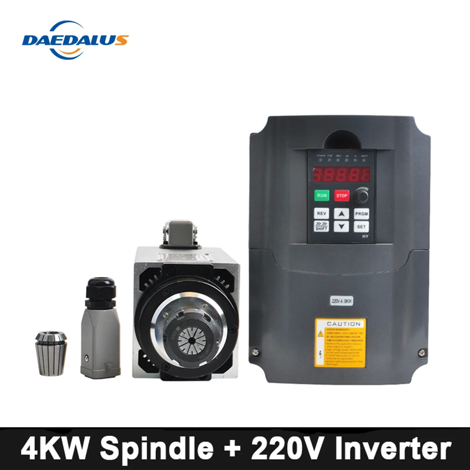 CNC мотор шпинделя 4KW 220В с воздушным охлаждением ER25 цанговый патрон + VFD