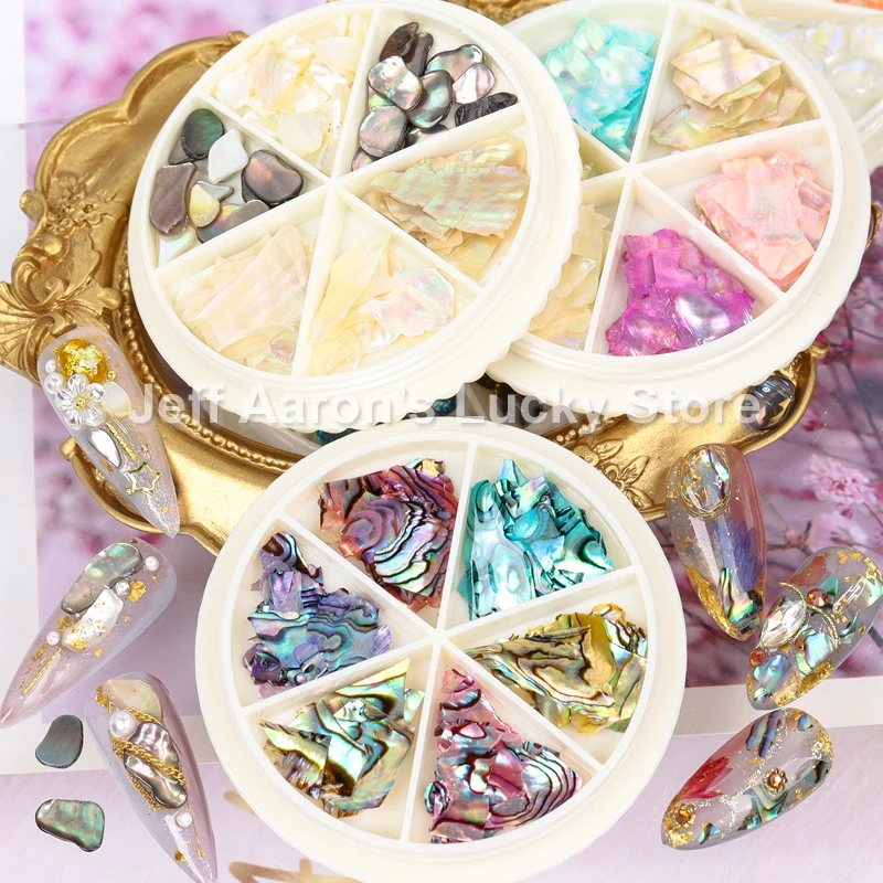 6 Colors Nails Abalone Shell Fragments Texture Natural Sea 3d Charm Nail Art Decoration Rhinestones DIY Beauty Salon Tools | Красота и