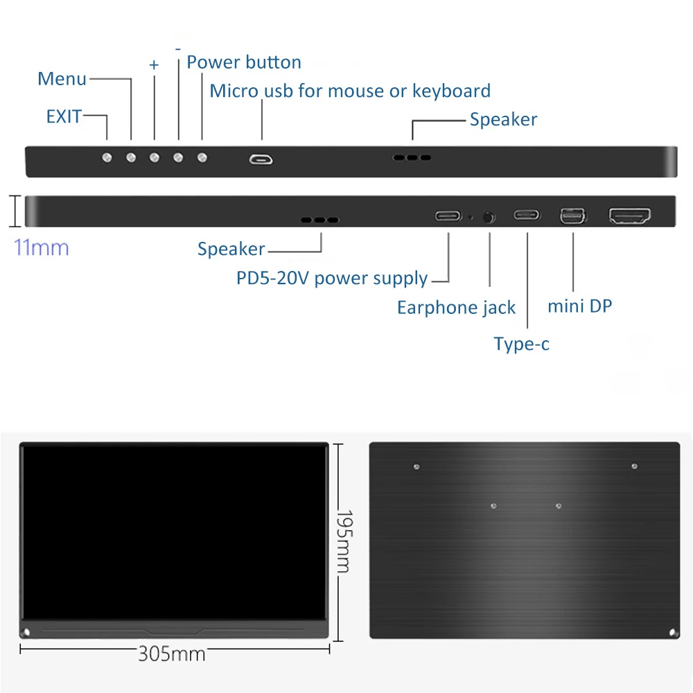 13 3 дюйма 4K Портативный HDR монитор для компьютера NUC игровая консоль телефона PS4 Xbox