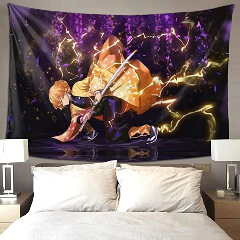 

230*150cm Anime Cartoon Ghost Slayer Tapestry Digital Printed Wall Cloth Large Size Tapestry For Home Decoration