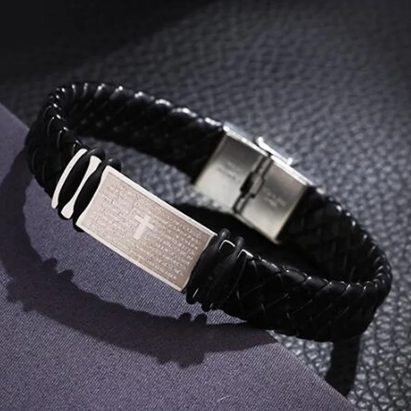 Новый дизайн мужские браслеты Мода Иисус христианский крест выгравированы