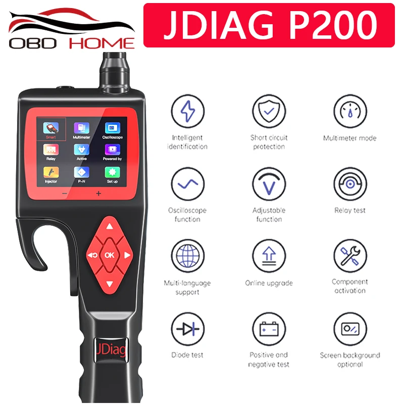 

JDiag P200 Смарт крюк цепь зонда Тесты er для электрических Системы 9V-30V диод/осциллограф Тесты студийной съемки с изображением Язык бесплатного ...