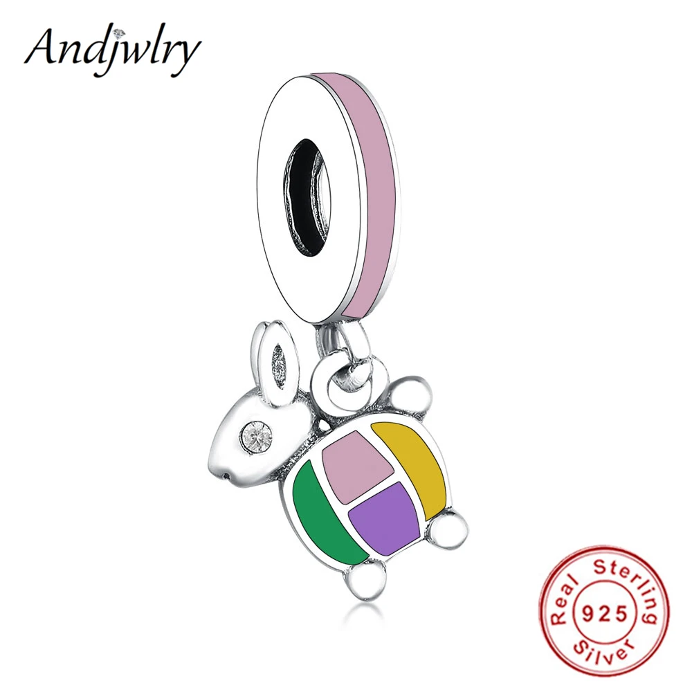 

925 Sterling Silver Pendant Jewelry Fit Original Pandora Charm Bracelet Enamel Turtle Charms Beads DIY Berloque