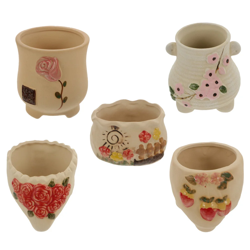 

5 Pcs Lovely Flowerpots Indoor Gardening Pots Ceramic Pots For Succulent Plants