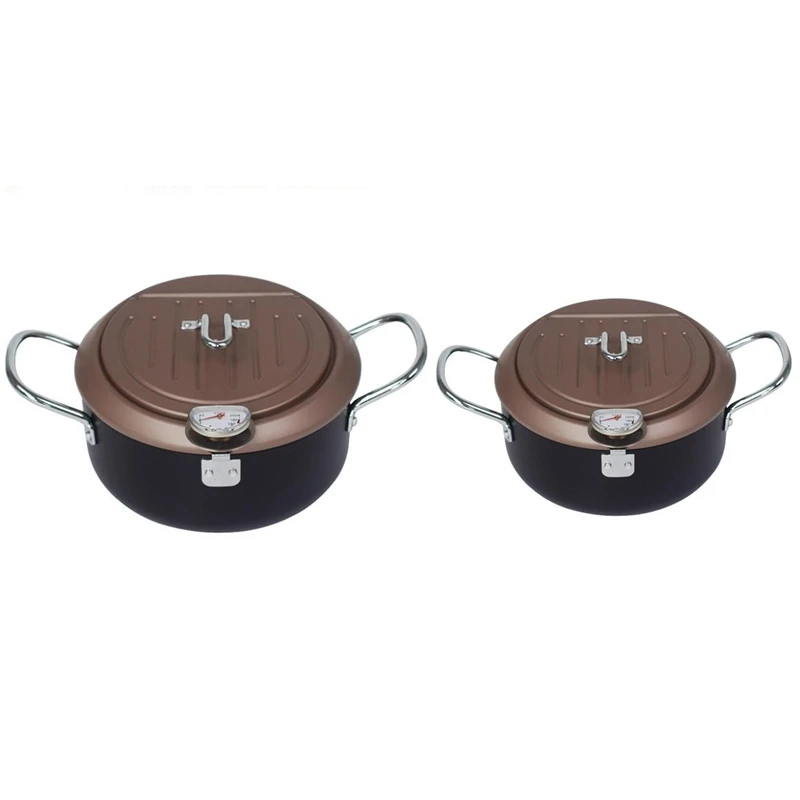 

Deep Fryer Pot,304 Stainless Steel With Temperature Control And Lid Japanese Style Tempura Fryer Pan Uncoated Fryer