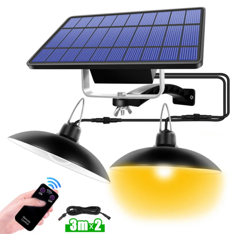 Solar Lichter IP65 Wasserdichte Solar Lampe Beleuchtung Dual Kopf Led Garten Im Freien Anhänger Licht Indoor Mit Linie Für Camping Hause
