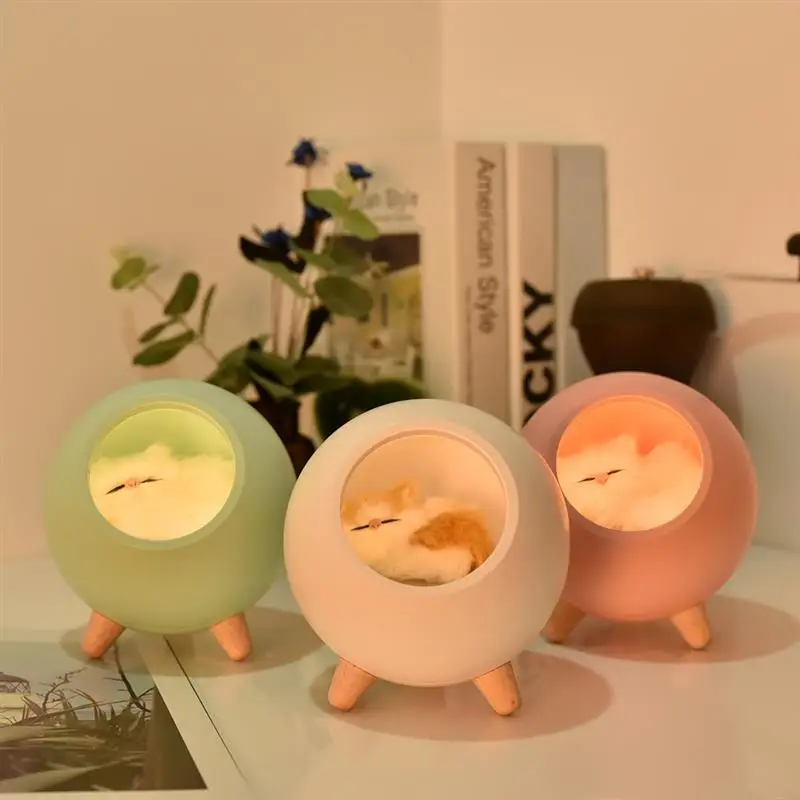 

USB Cute Cat House Touch Dimming LED Night Light Kid Baby Bedroom Home Modern Indoor Study Bedside Decoration Creative Gift Lamp