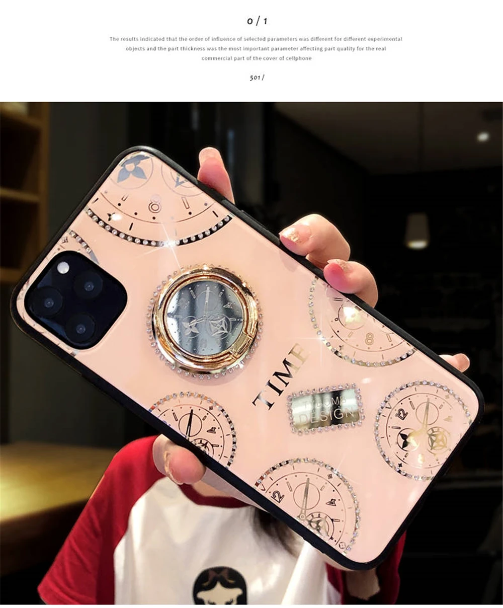 Подходит для Apple 11 xr XS MAX мобильный телефон корпус кольцо с циферблатом кронштейн для Phone11Pro Max net красный женский Алмазный защитный чехол