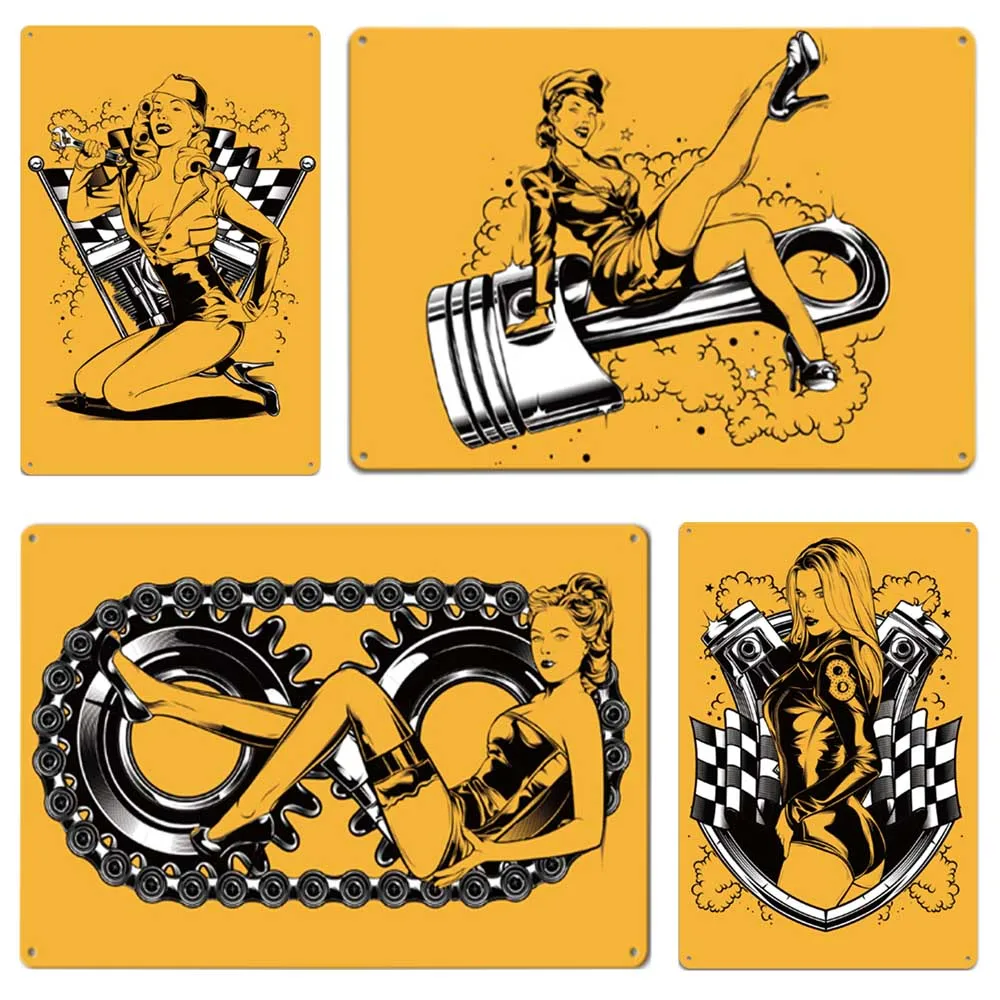Винтажная металлическая Оловянная вывеска для мотоцикла фотообои наклейки на